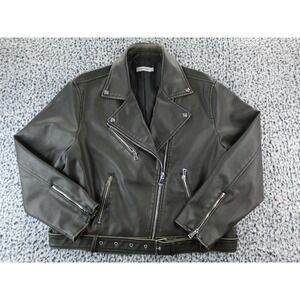 Just Fab Moto Cropped Black‎ Faux Leather Jacket Size Large